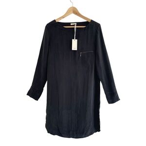 New Yerse Vegan Silk Cupro Dress Black Career Sz S Modern Minimal Neutral
